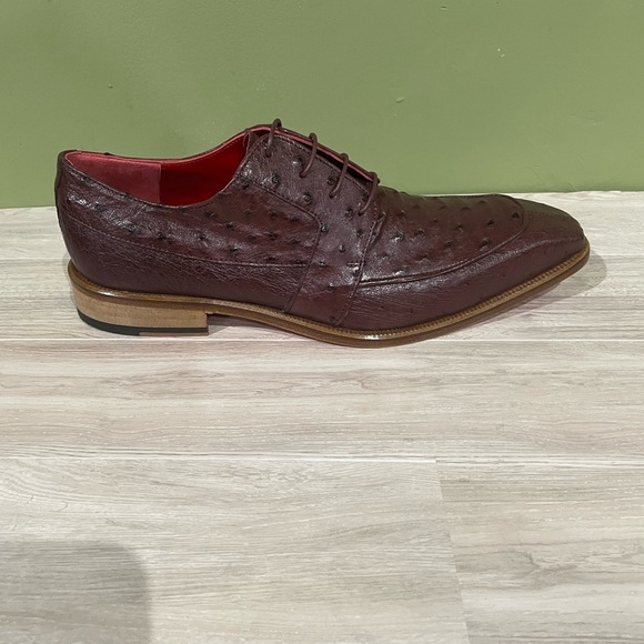 Men\'s Fennix Italy Brown Leather Dress Shoes ostrich oxford red bottom sole main image 4